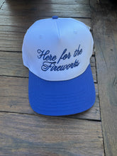 Load image into Gallery viewer, Here for the fireworks- trucker hat (2 colors to choose from)