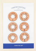 Load image into Gallery viewer, LEATHER WINE TAG: LAKE/BOAT themed!