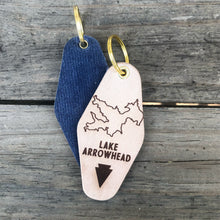 Load image into Gallery viewer, LAKE ARROWHEAD OUTLINE Leather & Velvet Keychain