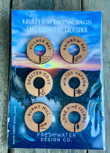 Load image into Gallery viewer, LEATHER WINE TAGS- 3 styles to choose from!