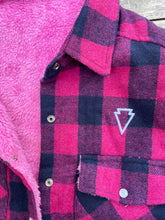 Load image into Gallery viewer, BUFFALO PLAID SHERPA-LINED JACKET- pink/navy