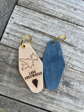 Load image into Gallery viewer, LAKE ARROWHEAD OUTLINE Leather & Velvet Keychain