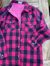 Load image into Gallery viewer, BUFFALO PLAID SHERPA-LINED JACKET- pink/navy