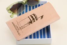 Load image into Gallery viewer, LAKE ARROWHEAD TOWER LEATHER SUNGLASSES CASE

