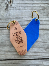 Load image into Gallery viewer, LIVIN&#39; ON LAKE TIME Leather &amp; Velvet Keychain
