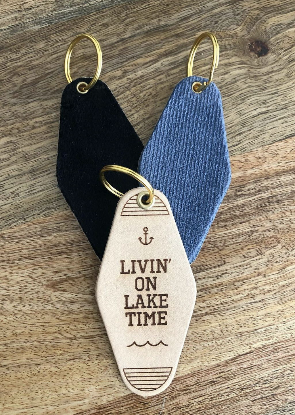 LIVIN' ON LAKE TIME Leather & Velvet Keychain