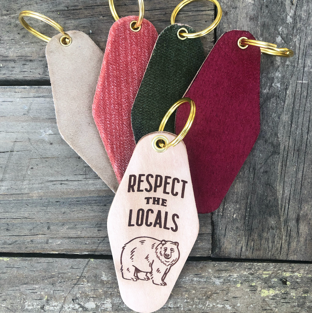 RESPECT THE LOCALS [bear] Leather & Velvet Keychain