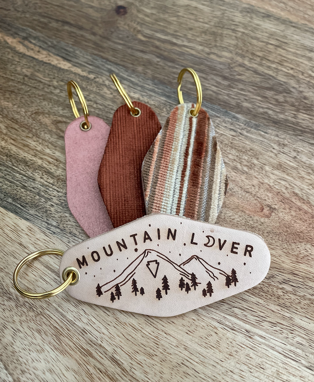 MOUNTAIN LOVER Leather & Velvet Keychain
