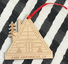 Load image into Gallery viewer, LAKE ARROWHEAD A-FRAME CABIN ORNAMENT
