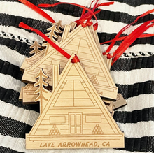 Load image into Gallery viewer, LAKE ARROWHEAD A-FRAME CABIN ORNAMENT
