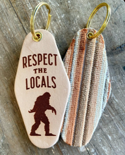 Load image into Gallery viewer, RESPECT THE LOCALS: BIGFOOT/SASQUATCH Leather &amp; Velvet Keychain
