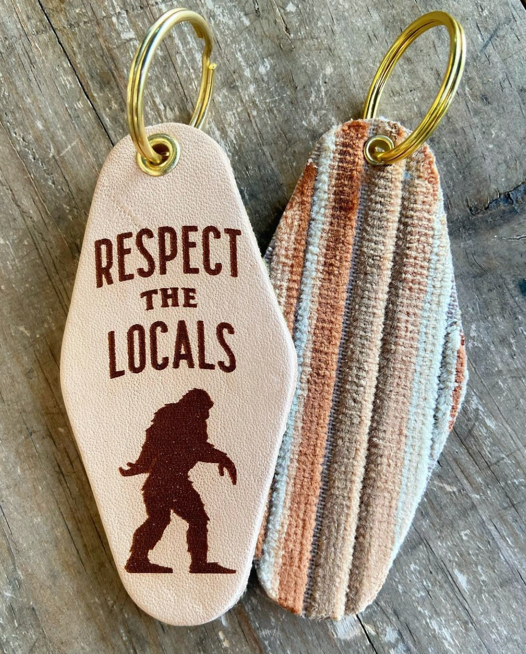 RESPECT THE LOCALS: BIGFOOT/SASQUATCH Leather & Velvet Keychain