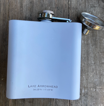Load image into Gallery viewer, Lake Arrowhead eLAvation Map Hip Flask: matte white
