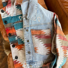 Load image into Gallery viewer, Cropped denim AZTEC jacket
