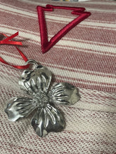 Load image into Gallery viewer, Handmade Pewter Dogwood Christmas Ornament
